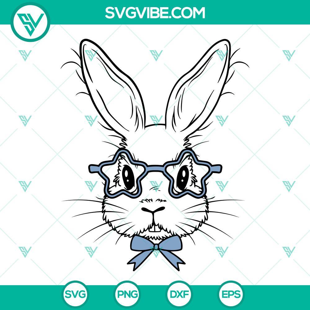 bunny with star glasses svg bunny with glasses svg bunny rabbit ribbon glasses svg png dxf eps cricut 1 mockup