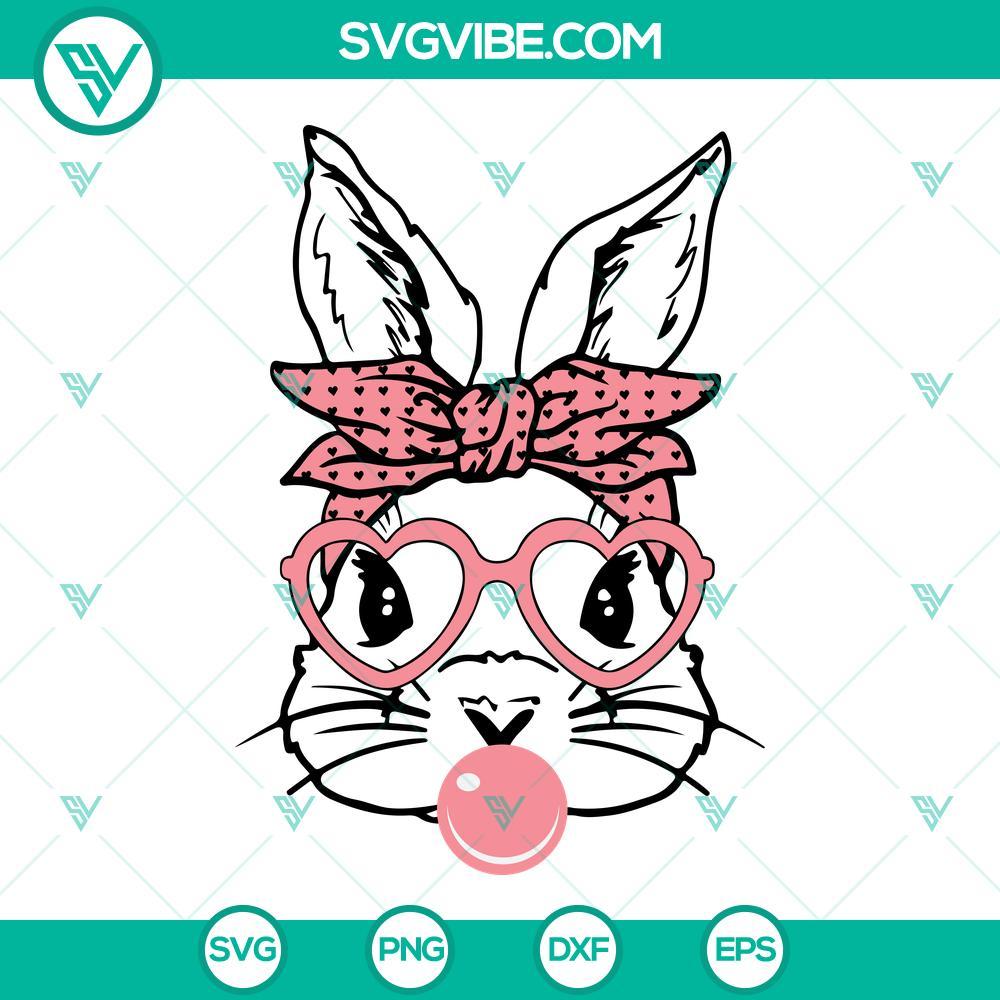 cute bunny with bandana glasses bubblegum svg easter bunny svg bunny bandana svg 4 mockup