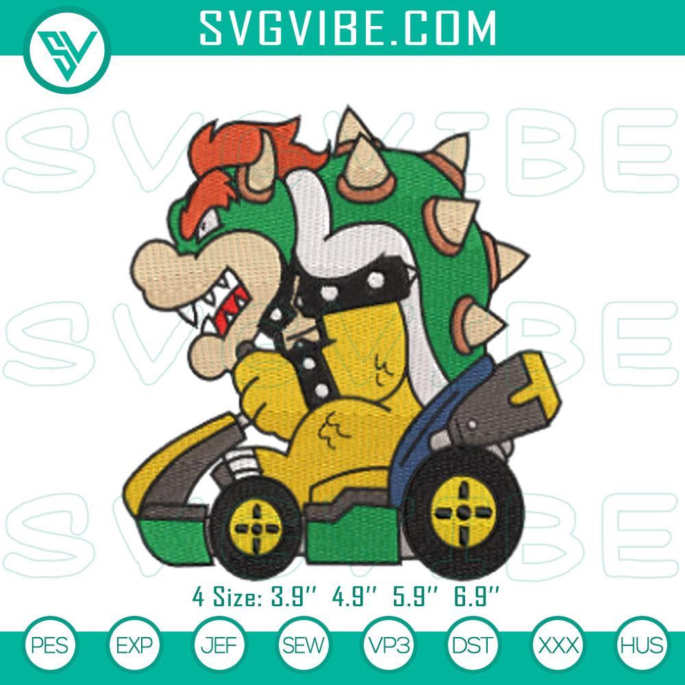 bowser jr from super mario embroidered pattern mockup