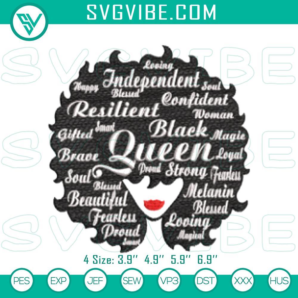 black girl queen embroidery pattern files mockup