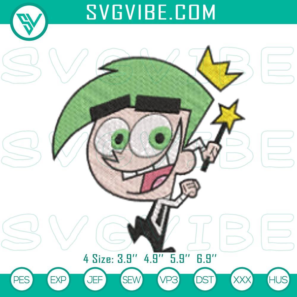 cosmo embroidery pattern from the fairly oddparents mockup