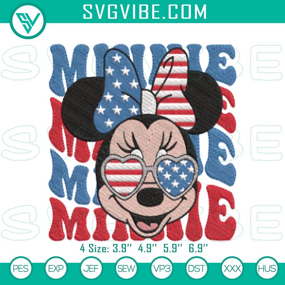 patriotic minnie mouse 4th july embroidery pattern mockup