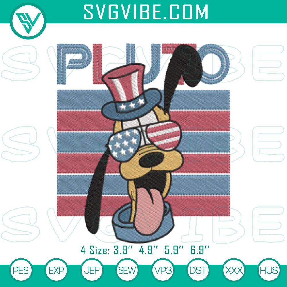 july 4th pluto in sunglasses usa flag embroidery pattern mockup