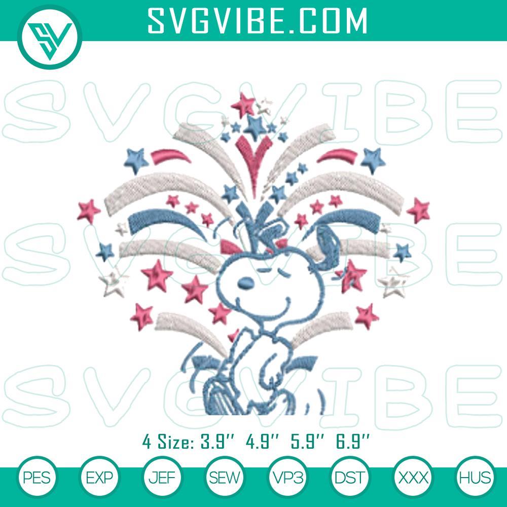 snoopy 4th july fireworks embroidery patterns mockup