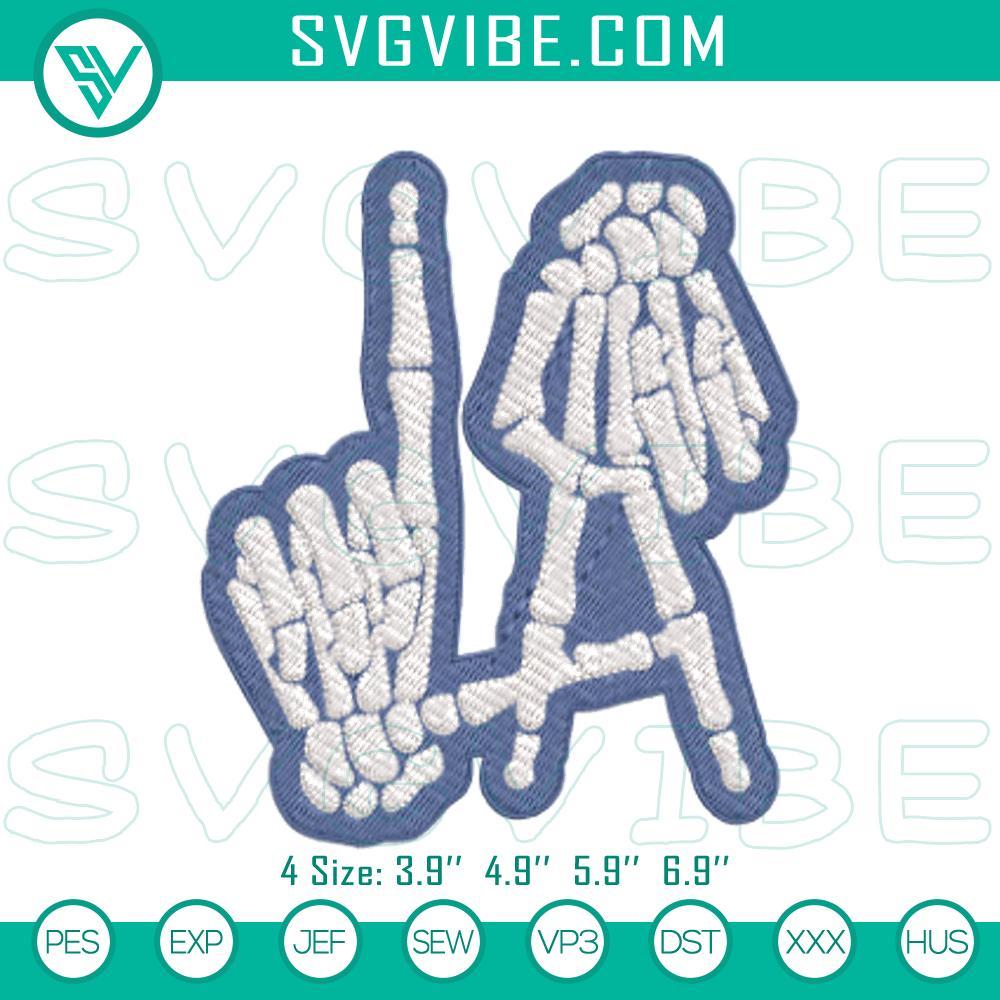 la dodgers skeleton hand stitch design for machines mockup