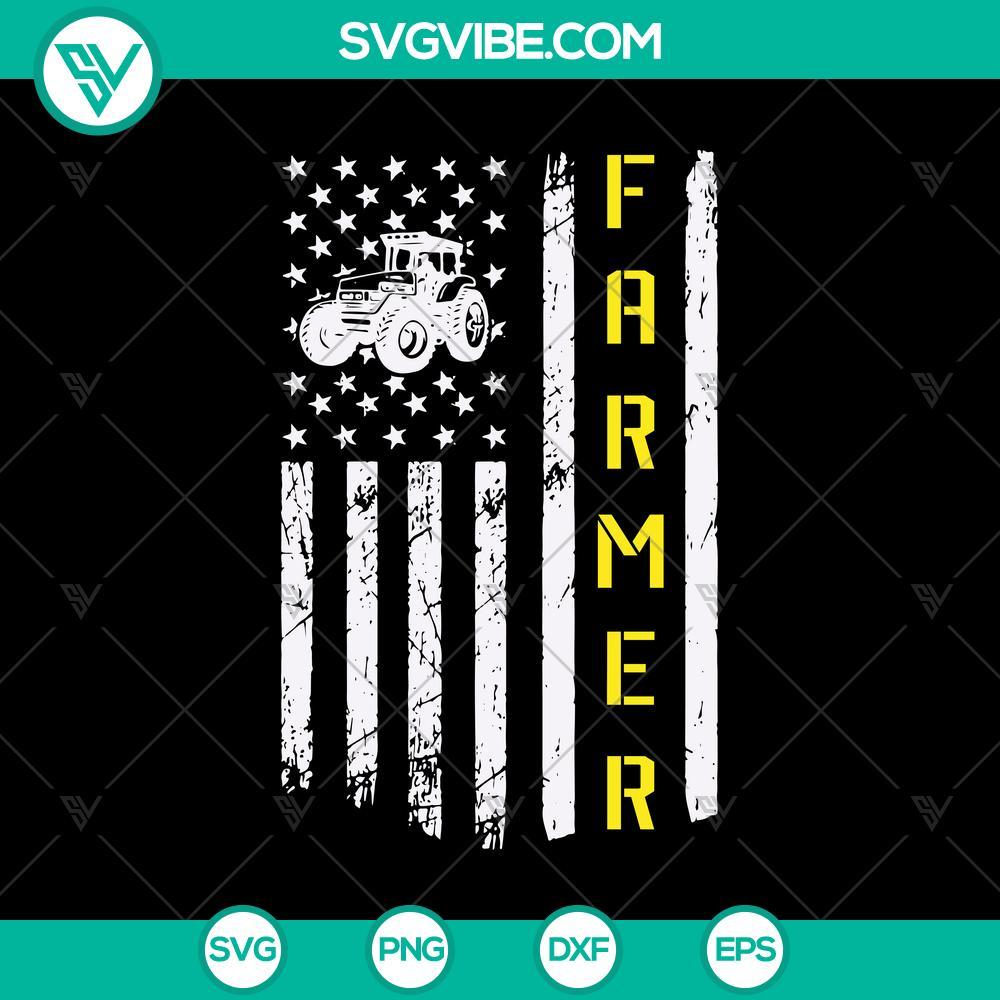 us farmer tractor with american flag svg for 4th of july mockup