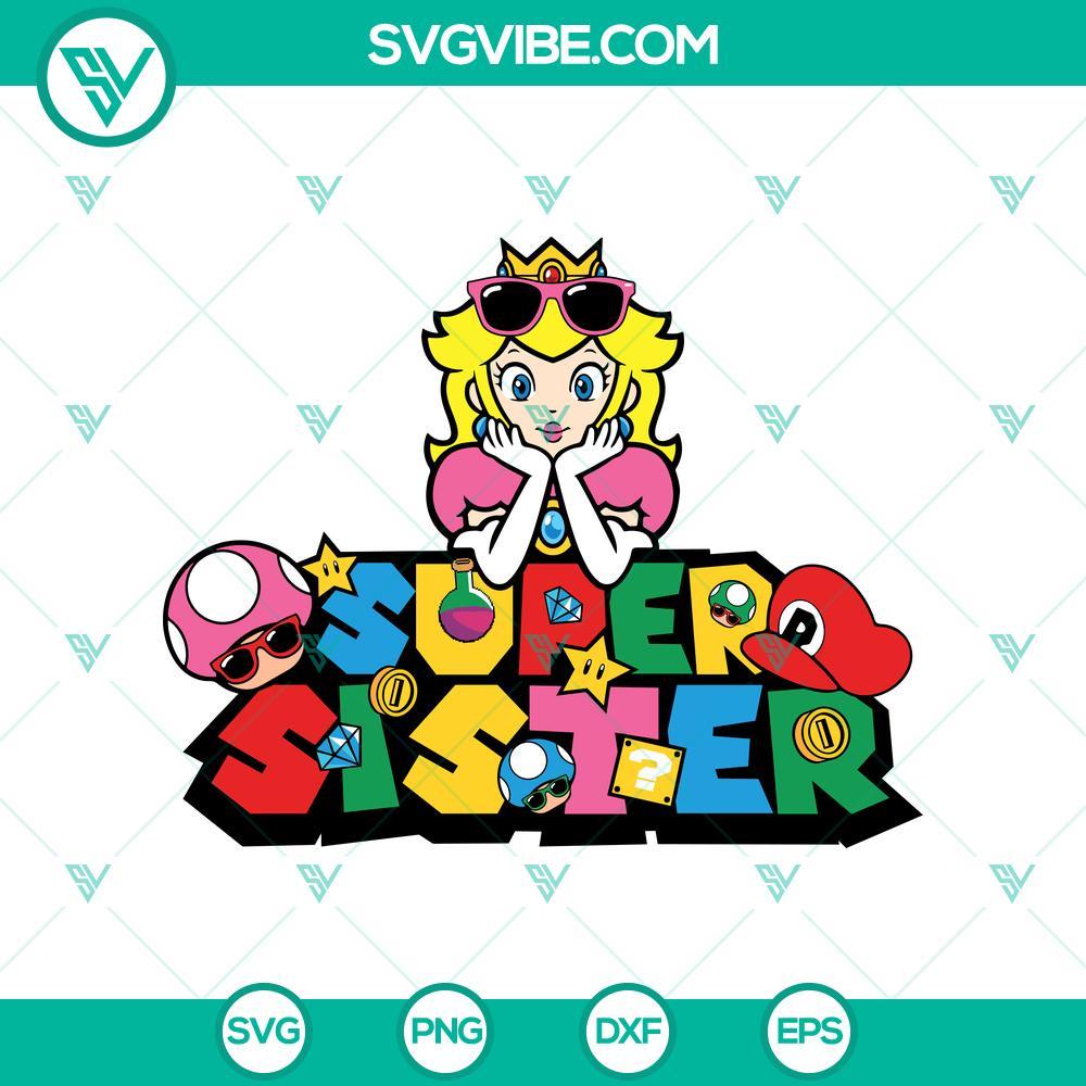 super sister princess peach svg in super mario theme mockup