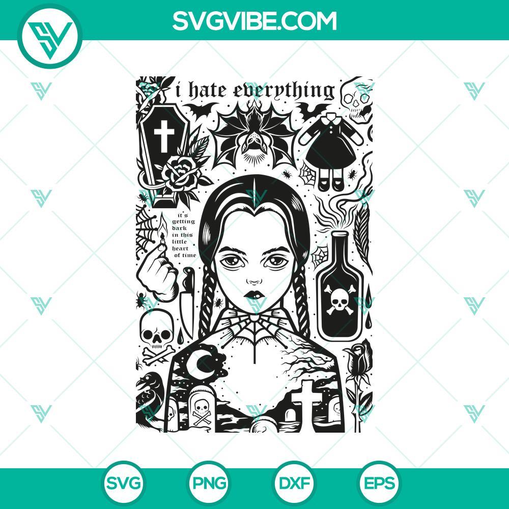 wednesday addams silhouette svg vector graphic mockup