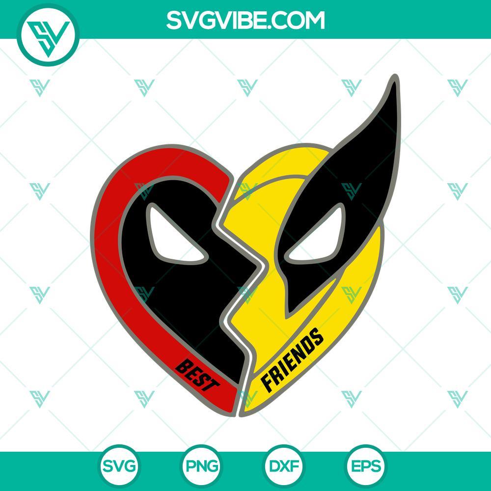 deadpool wolverine bff heart svg file mockup