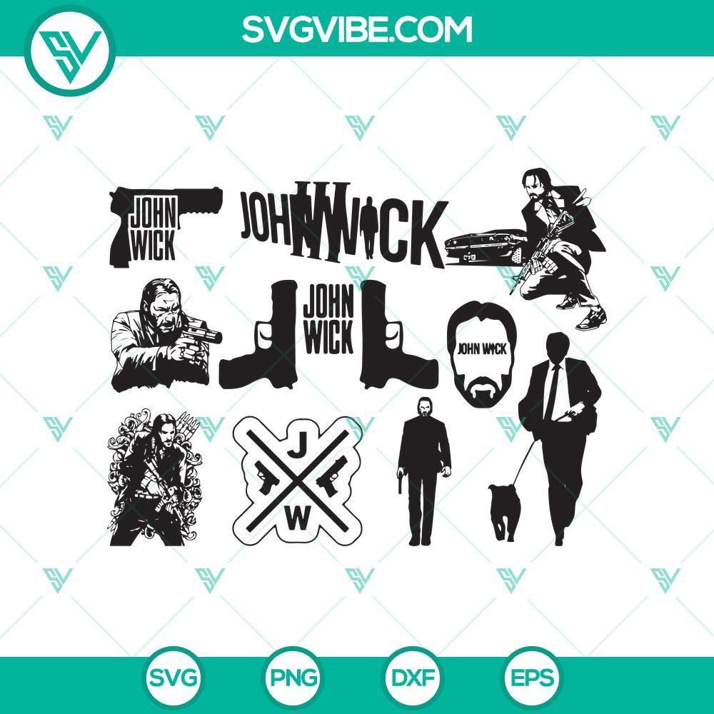 john wick svg collection vector silhouette clipart bundle mockup