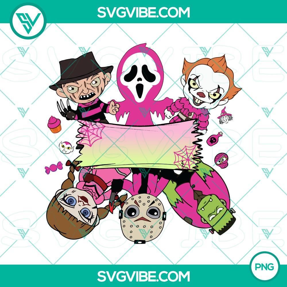 personalized halloween name png with pink horror characters mockup