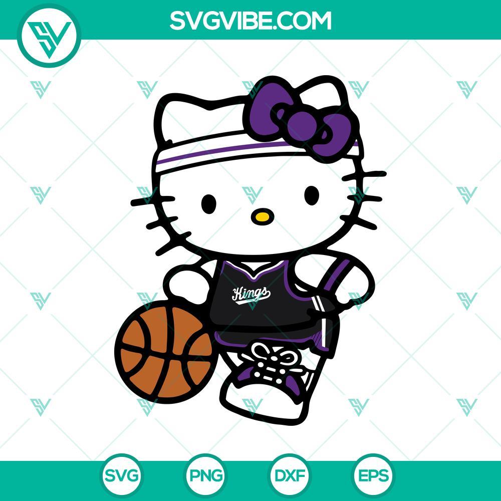 hello kitty sacramento kings basketball svg png cut files mockup