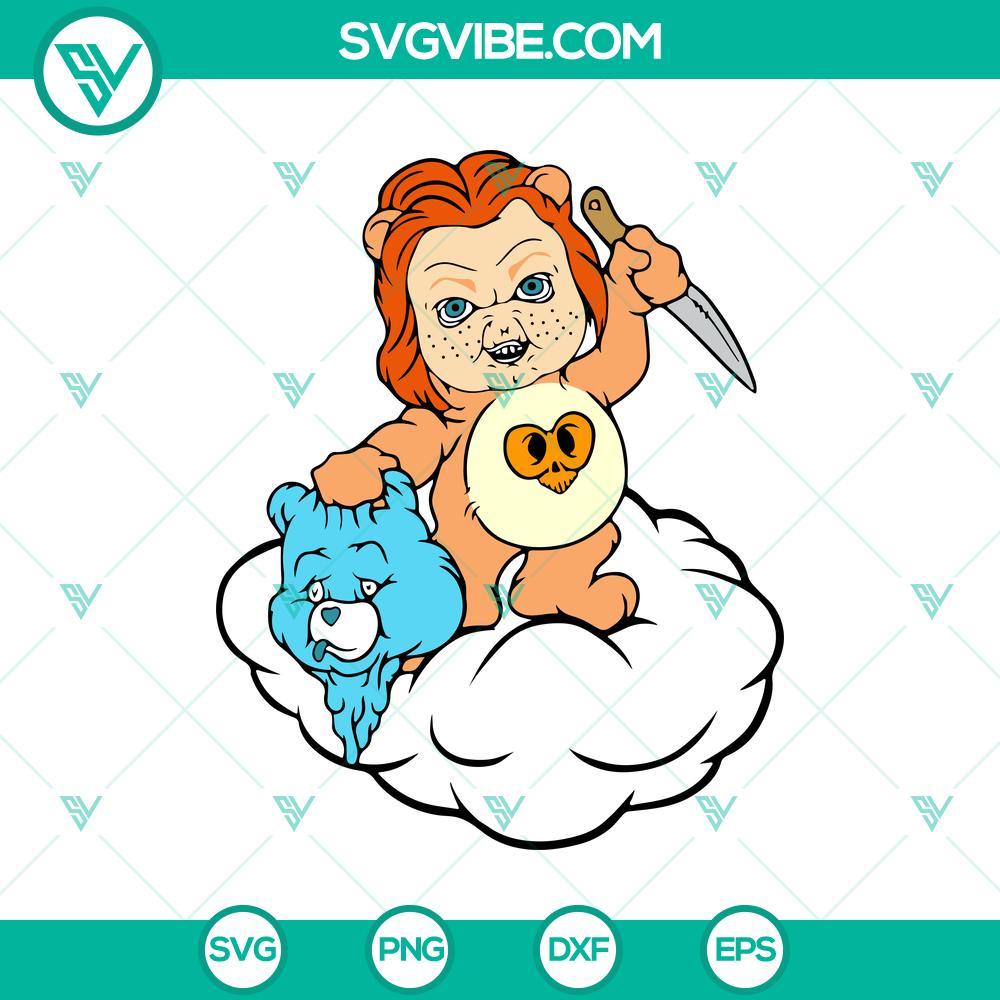 chucky themed scary care bear halloween svg png combo mockup