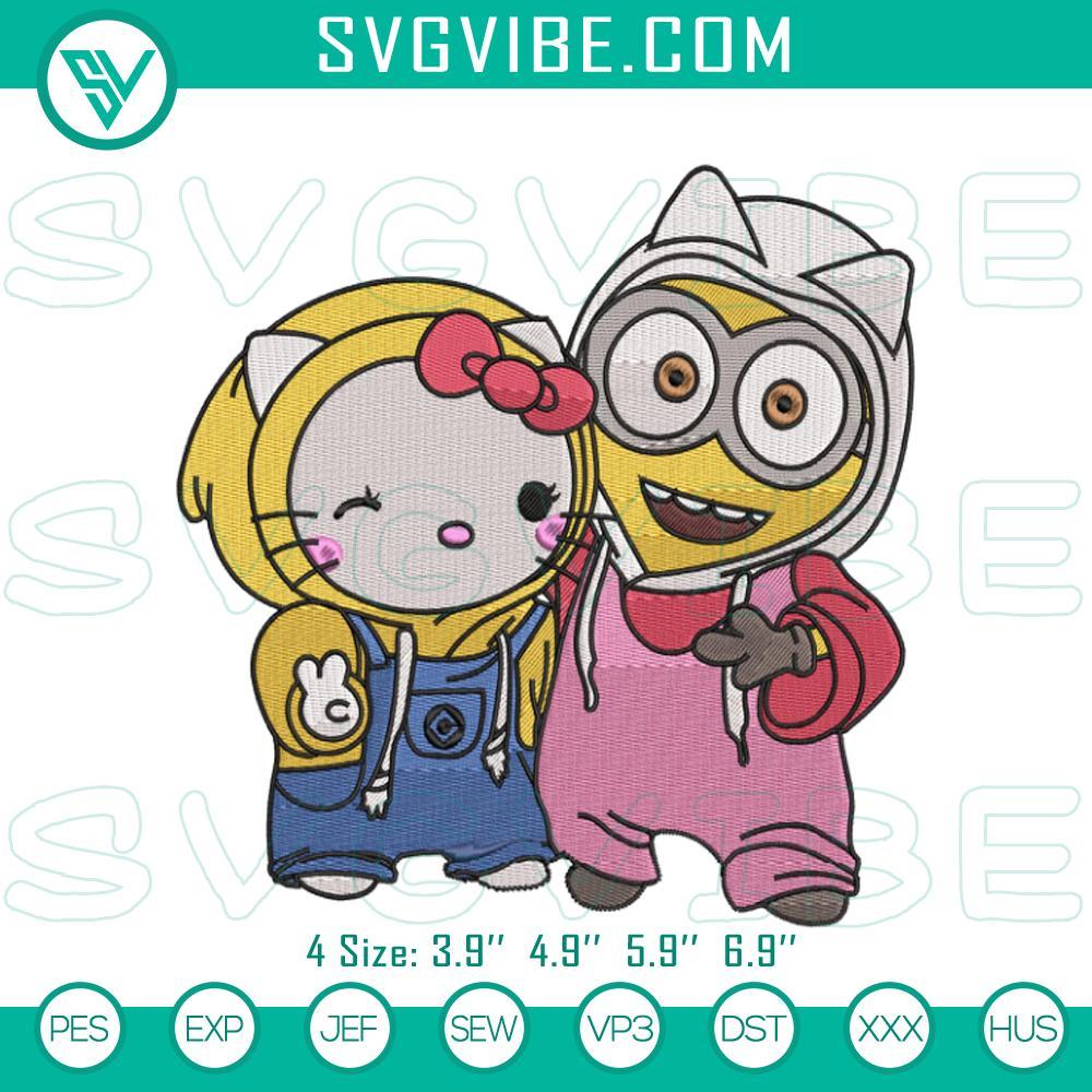 hello kitty minion dress up embroidery patterns adorable files mockup