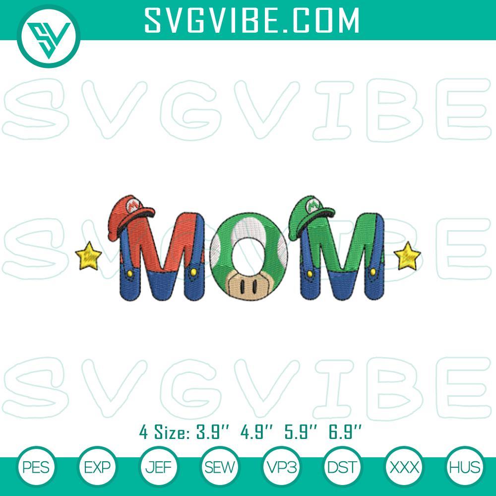 super mario mom s day embroidered patterns mockup