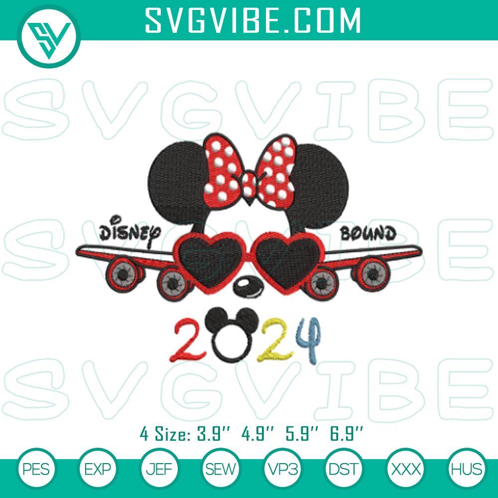 2024 disney trip minnie airplane embroidery designs mockup