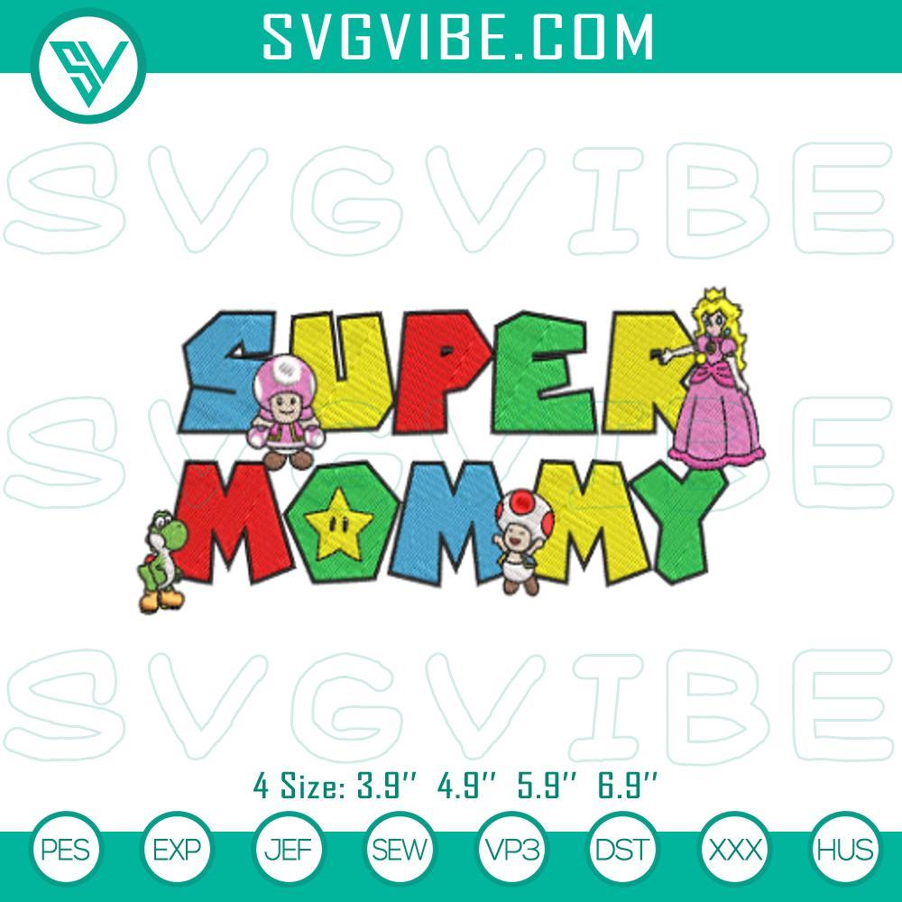 super mom mario embroidery pattern mockup