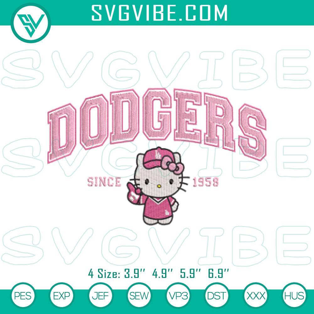 hello kitty la dodgers pink baseball embroidery design mockup