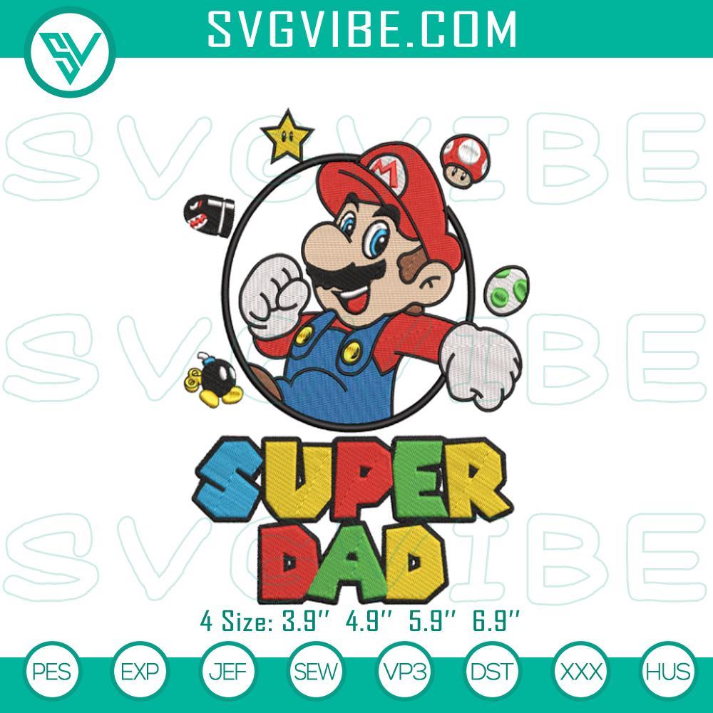 super dad mario bros embroidery pattern mockup