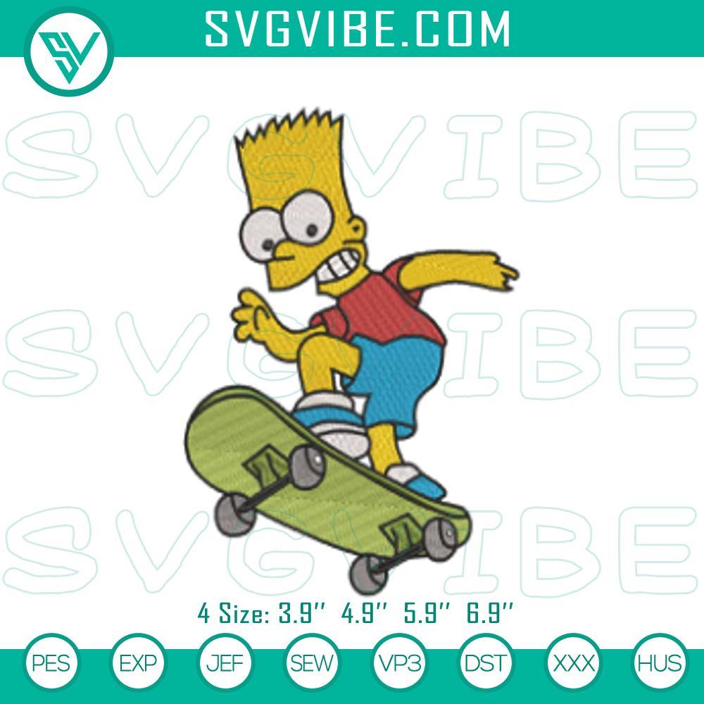 simpsons inspired bart skateboarding stitch pattern mockup