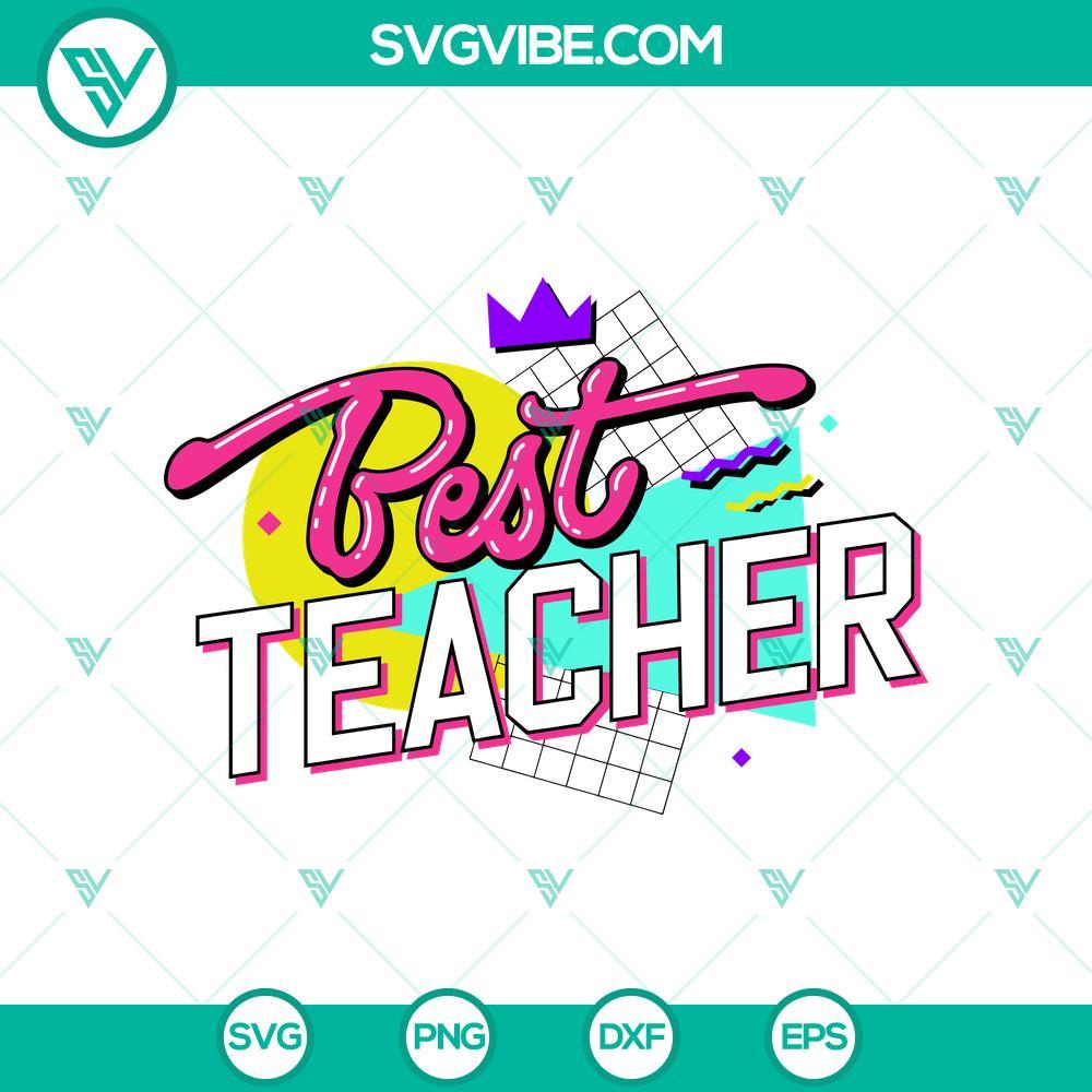 retro best teacher 90s style svg teacher 90s vibes svg retro school svg png cricut mockup