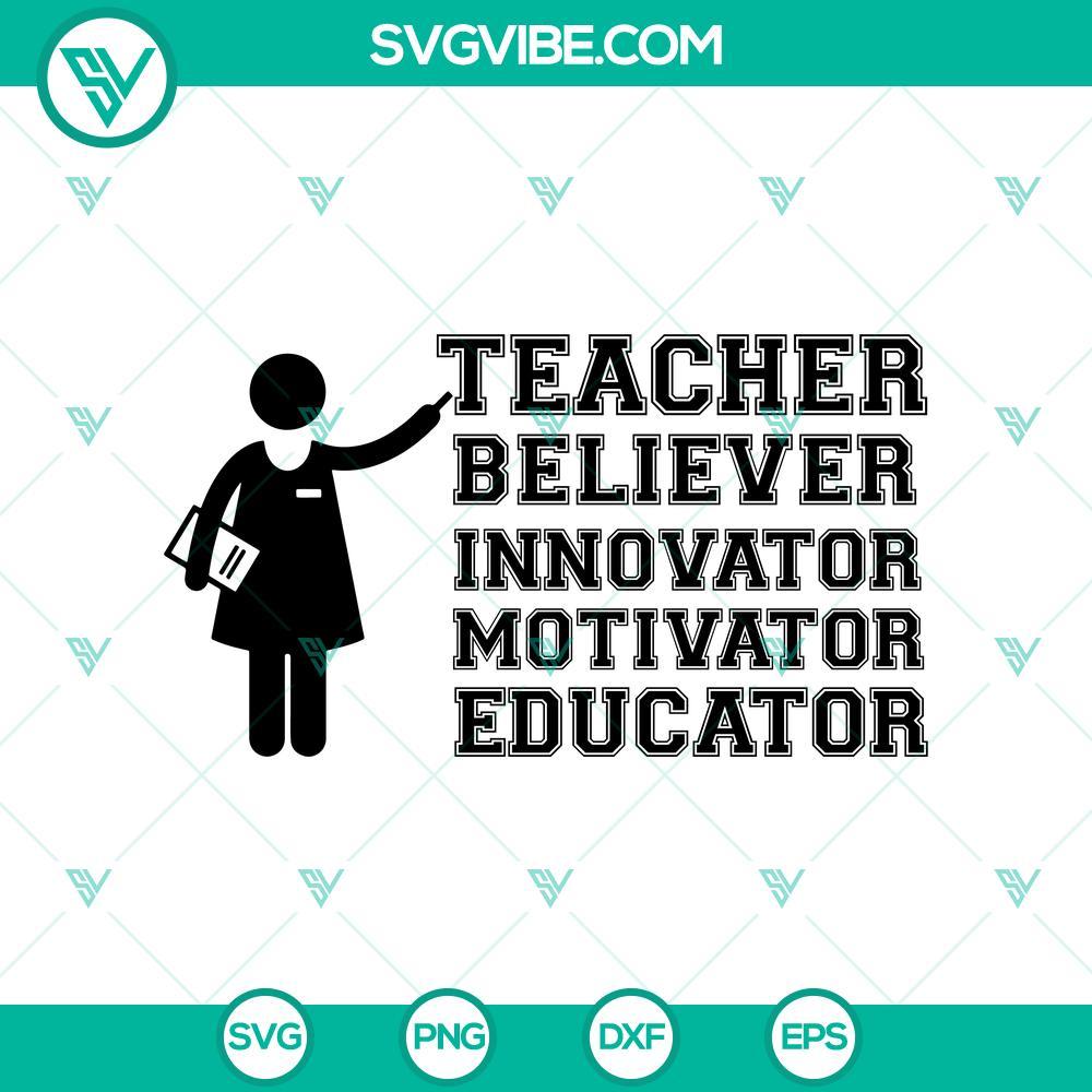 teacher believer motivator innovator educator svg teacher quotes svg teacher appreciation svg cricut mockup