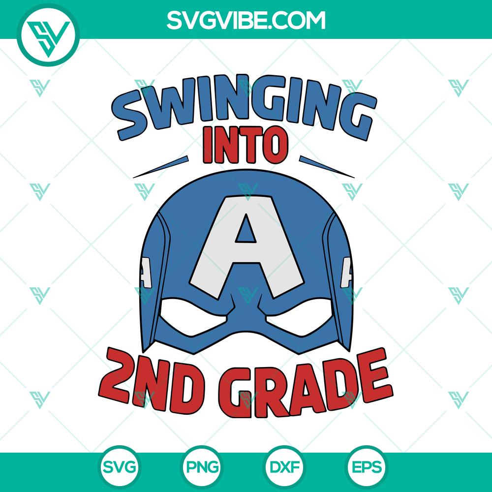 captain america swinging into 2nd grade svg