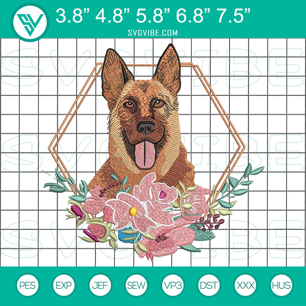 german shepherd embroidery design