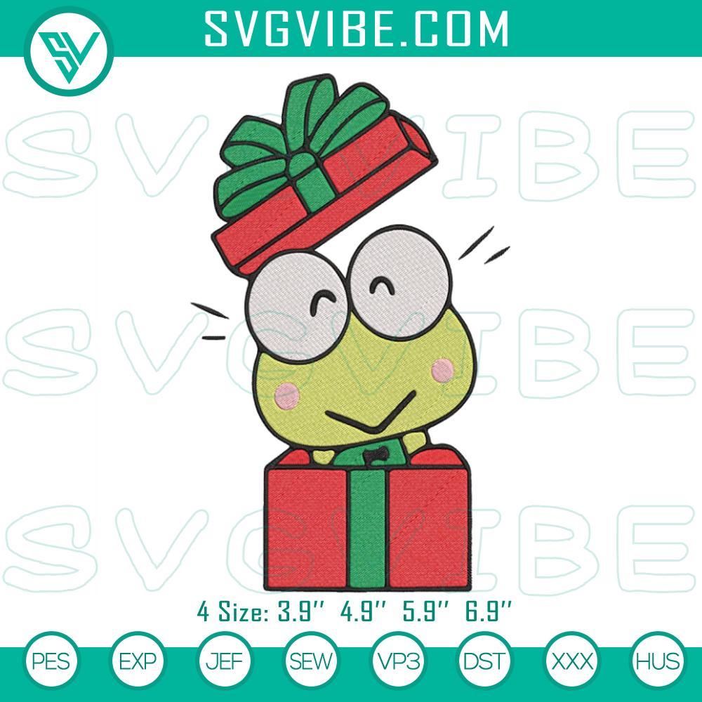 keroppi merry christmas embroidery design files mockup