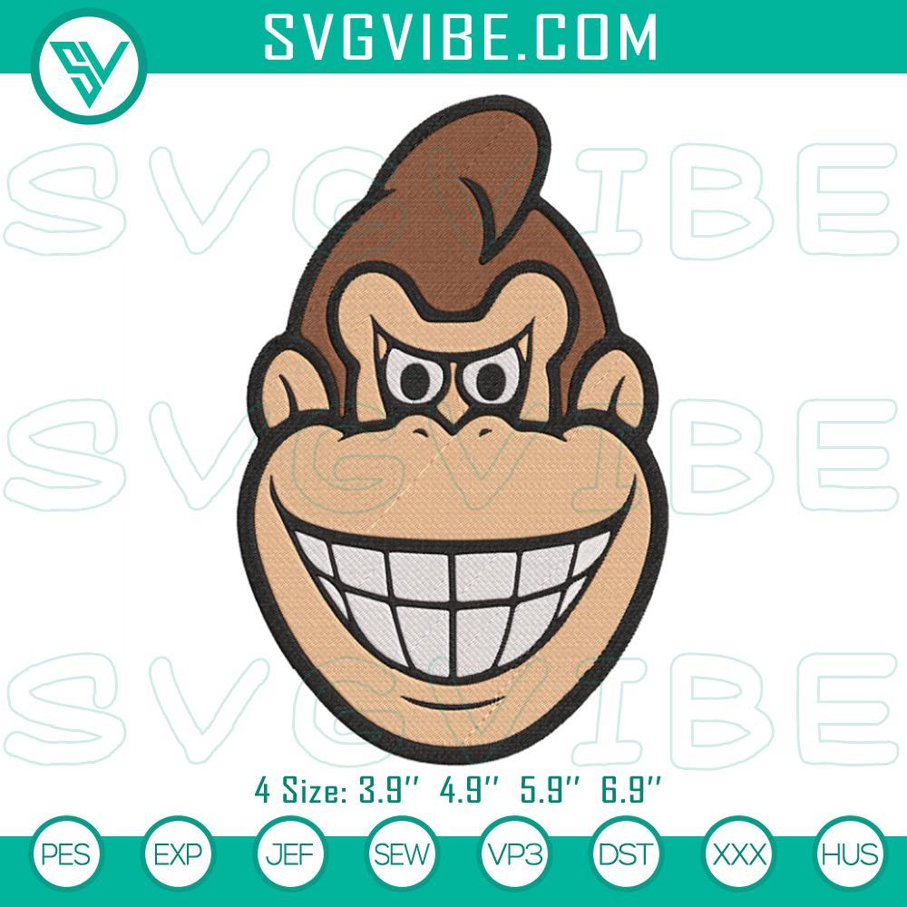 donkey kong face embroidery design files mockup