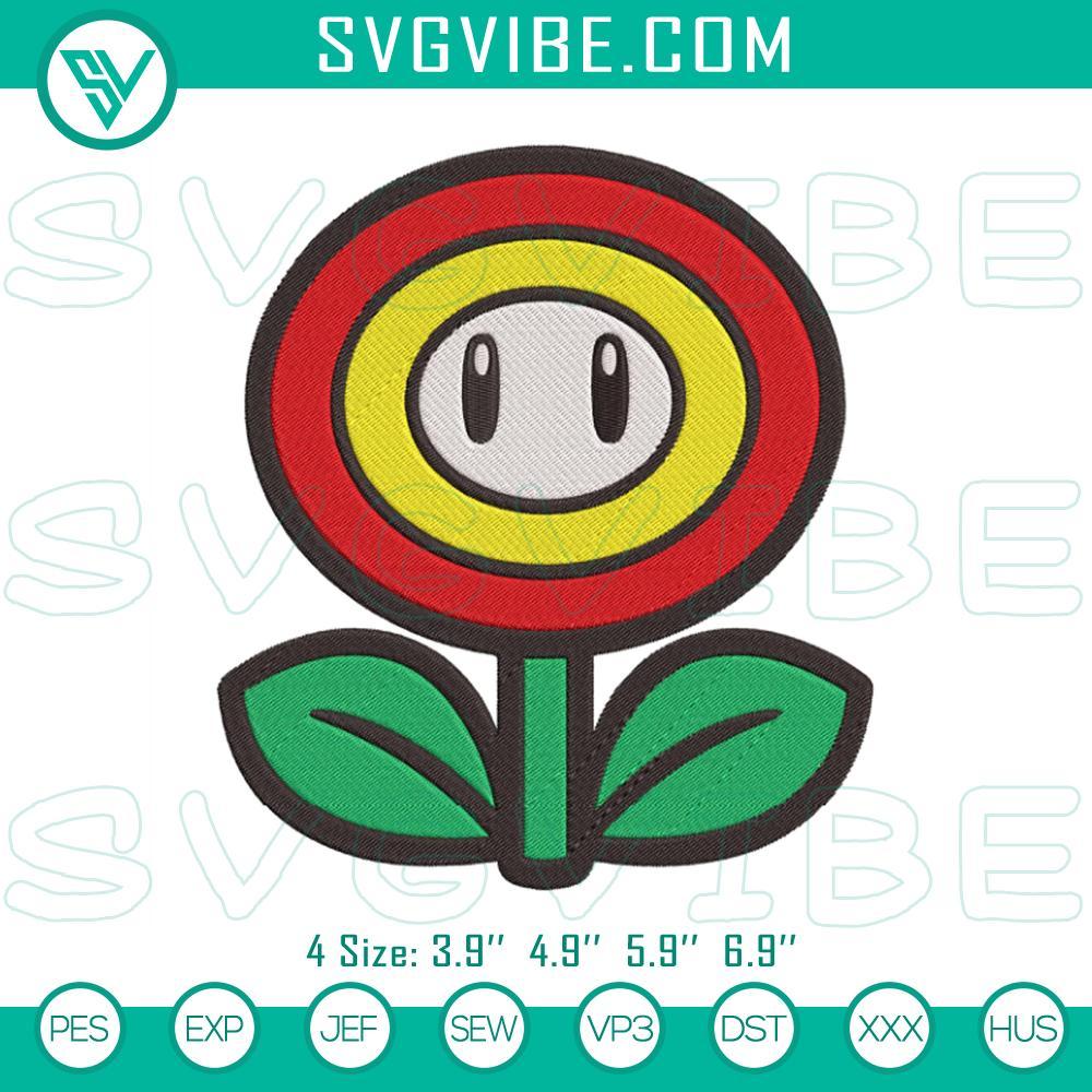 fire flower super mario embroidery design files mockup