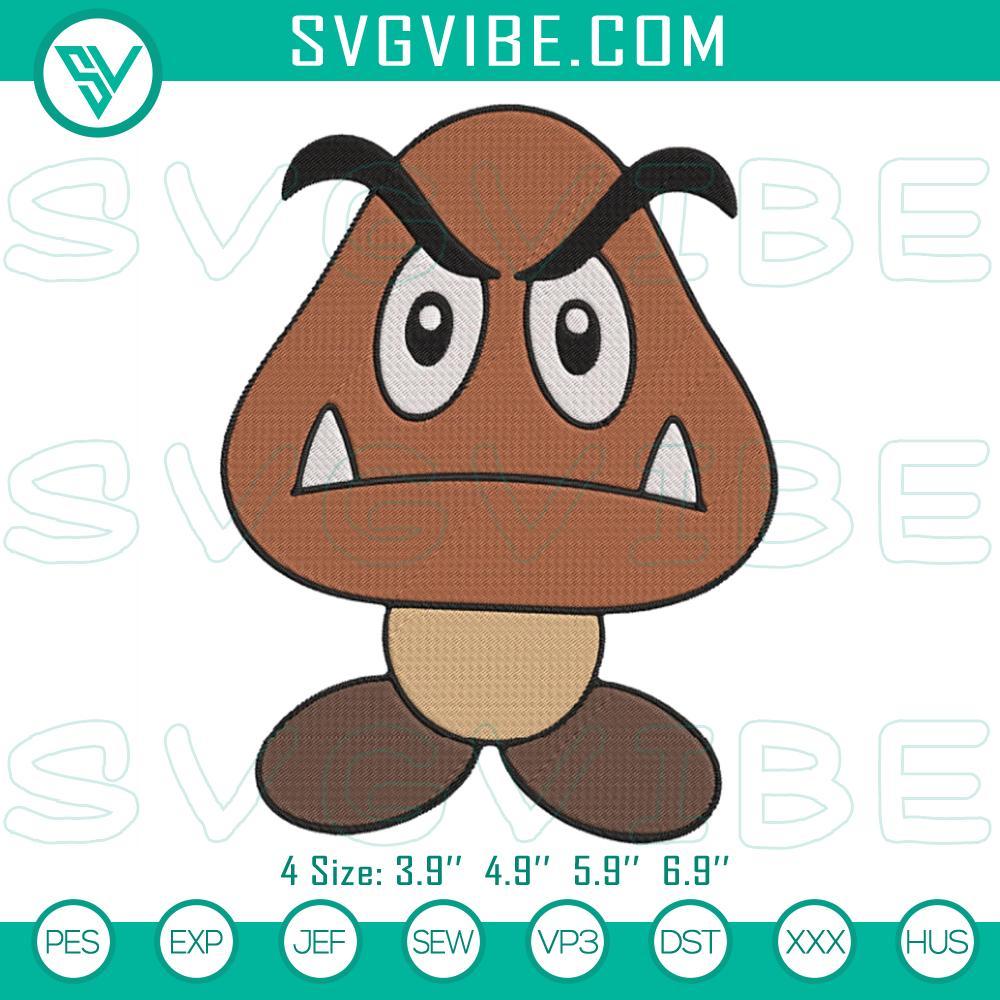 goomba super mario embroidery design files mockup