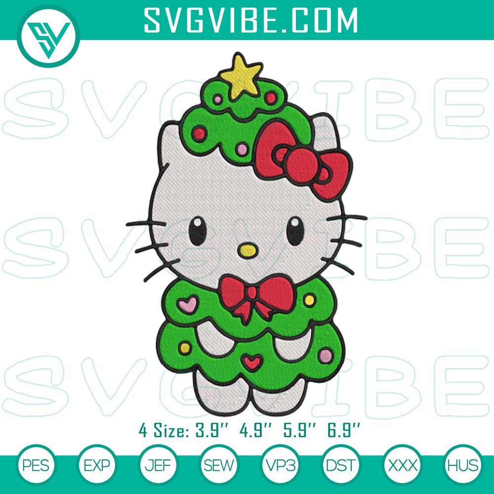 hello kitty christmas tree embroidery design files mockup