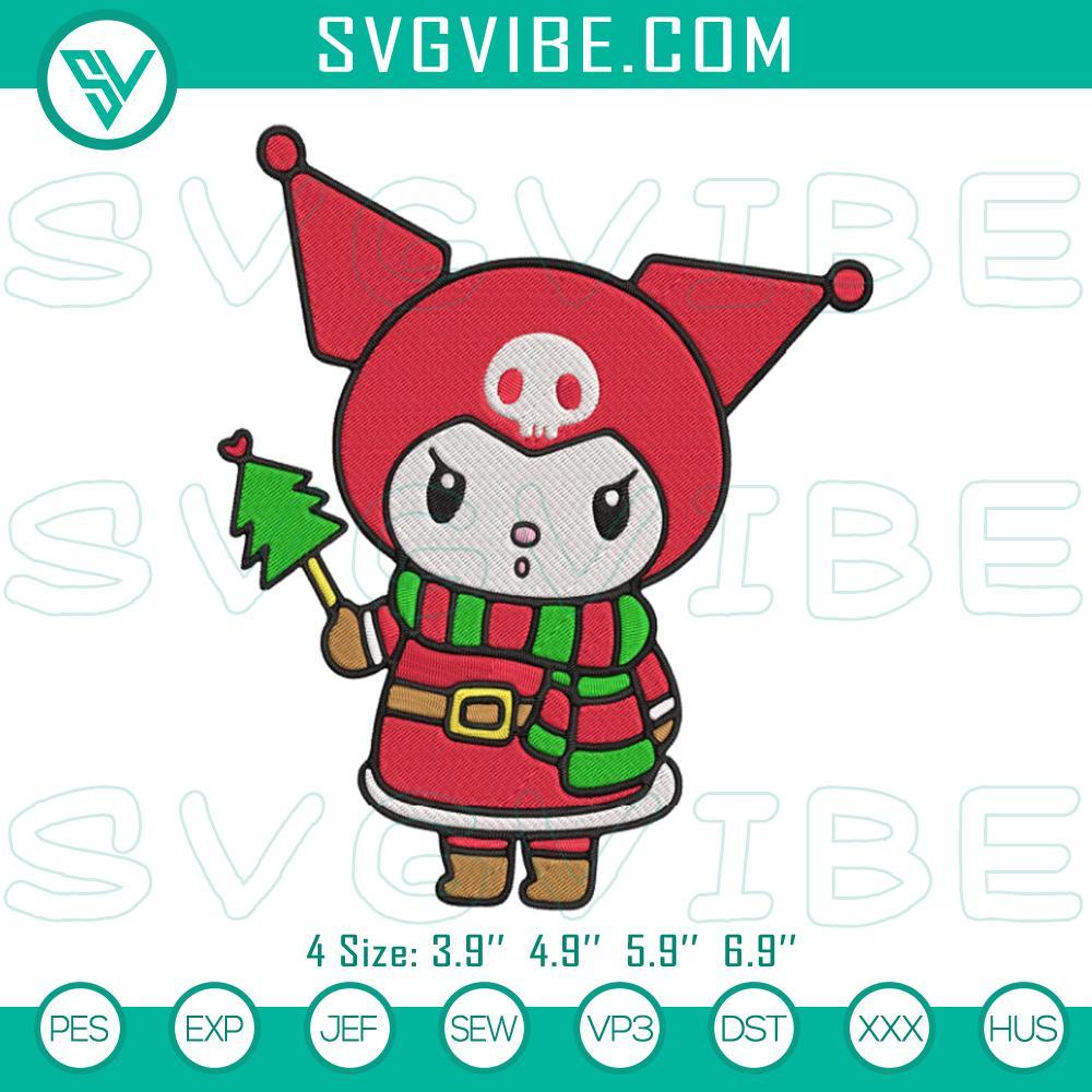 kuromi merry christmas embroidery design files mockup