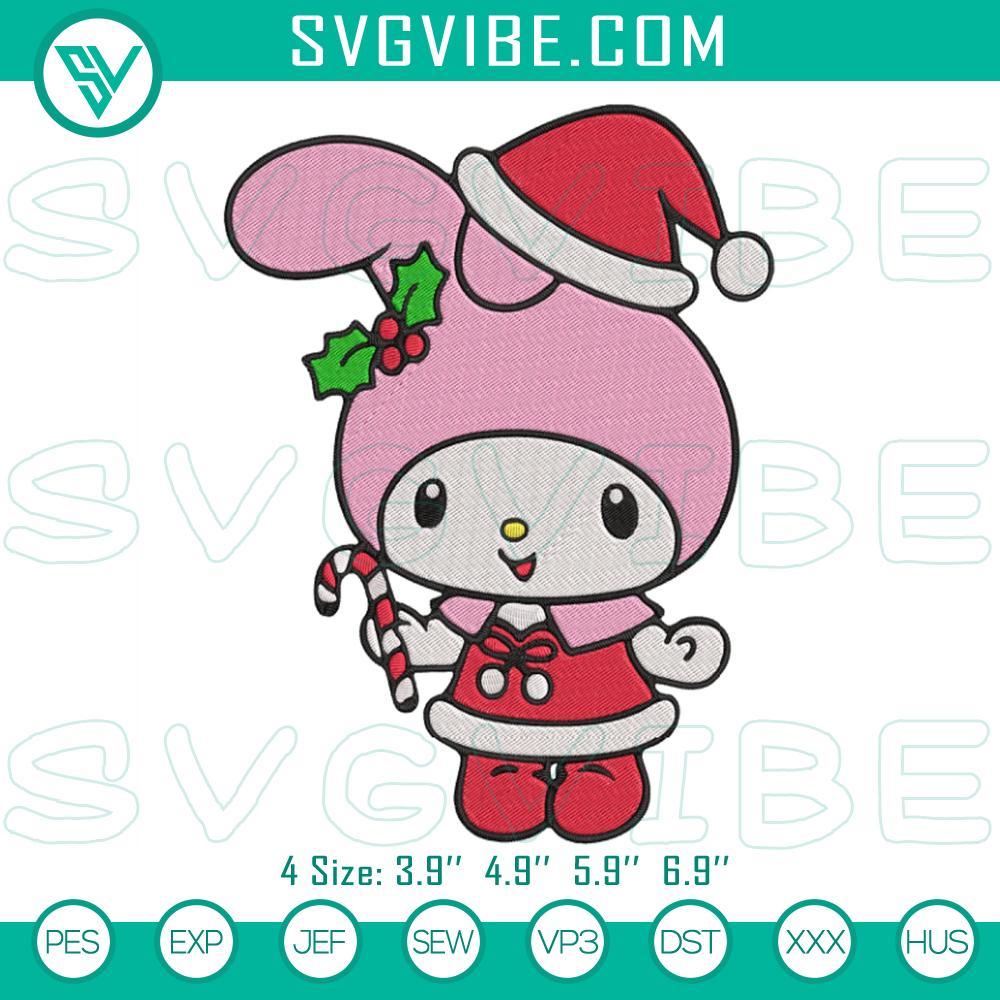 my melody merry christmas embroidery design files mockup