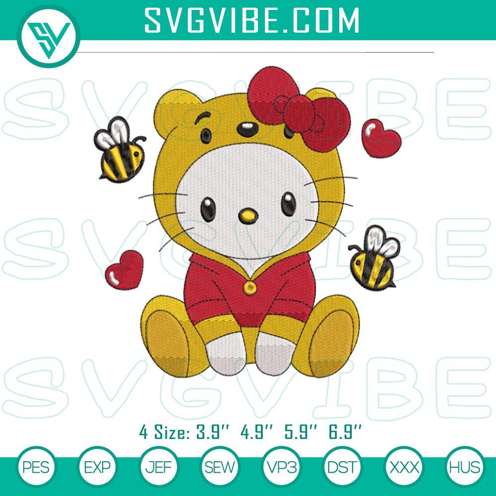 hello kitty winnie the pooh embroidery design files mockup