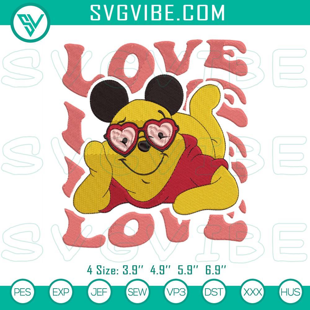 winnie pooh love embroidery design files winnie the pooh valentines embroidery designs mockup