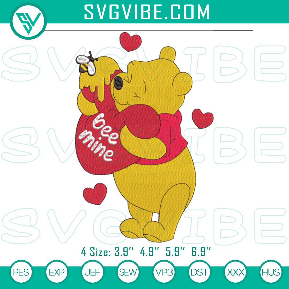 winnie the pooh bee mine embroidery designs valentineaeurtms day embroidery design files mockup