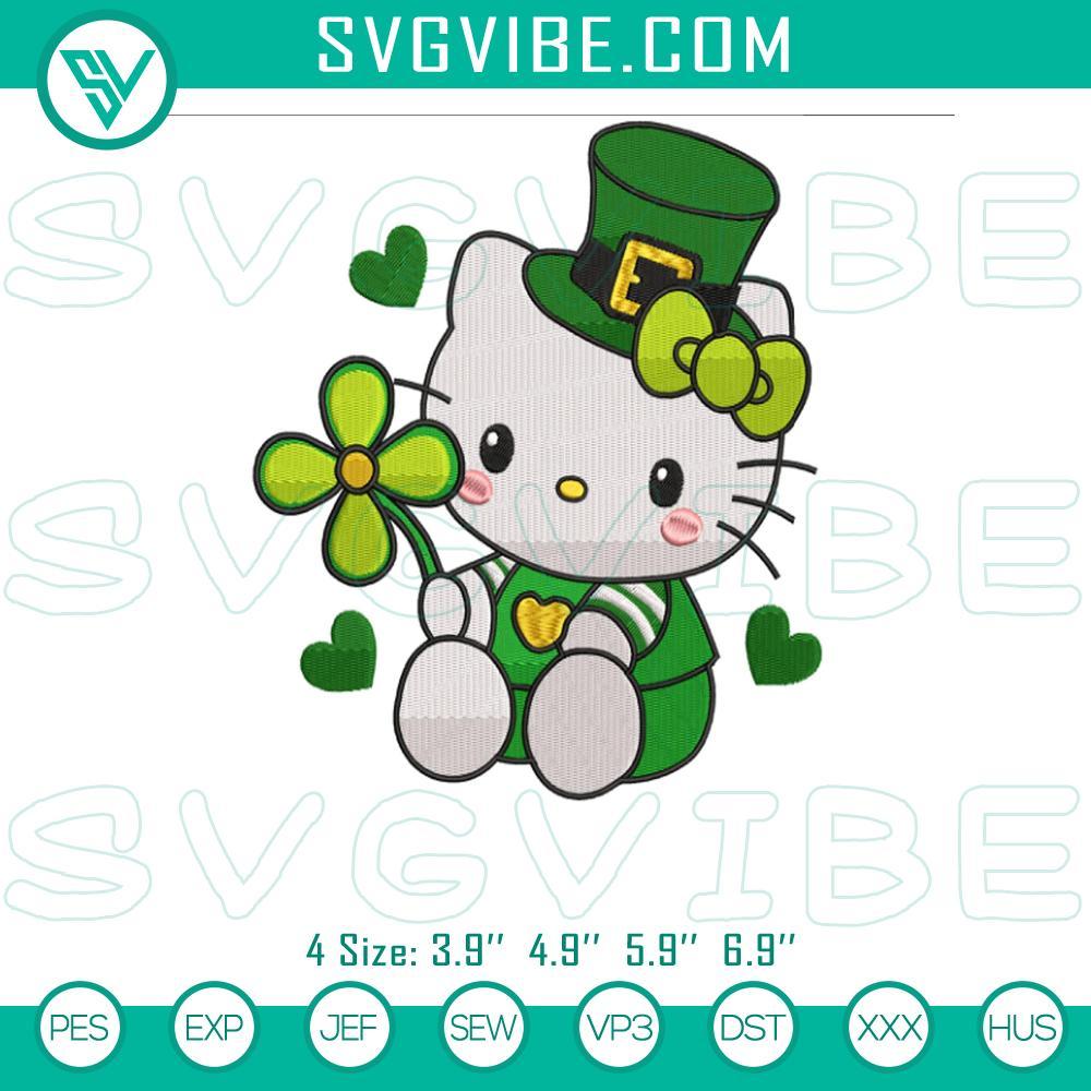 hello kitty st patrick s day embroidery designs hello kitty shamrock embroidery files mockup