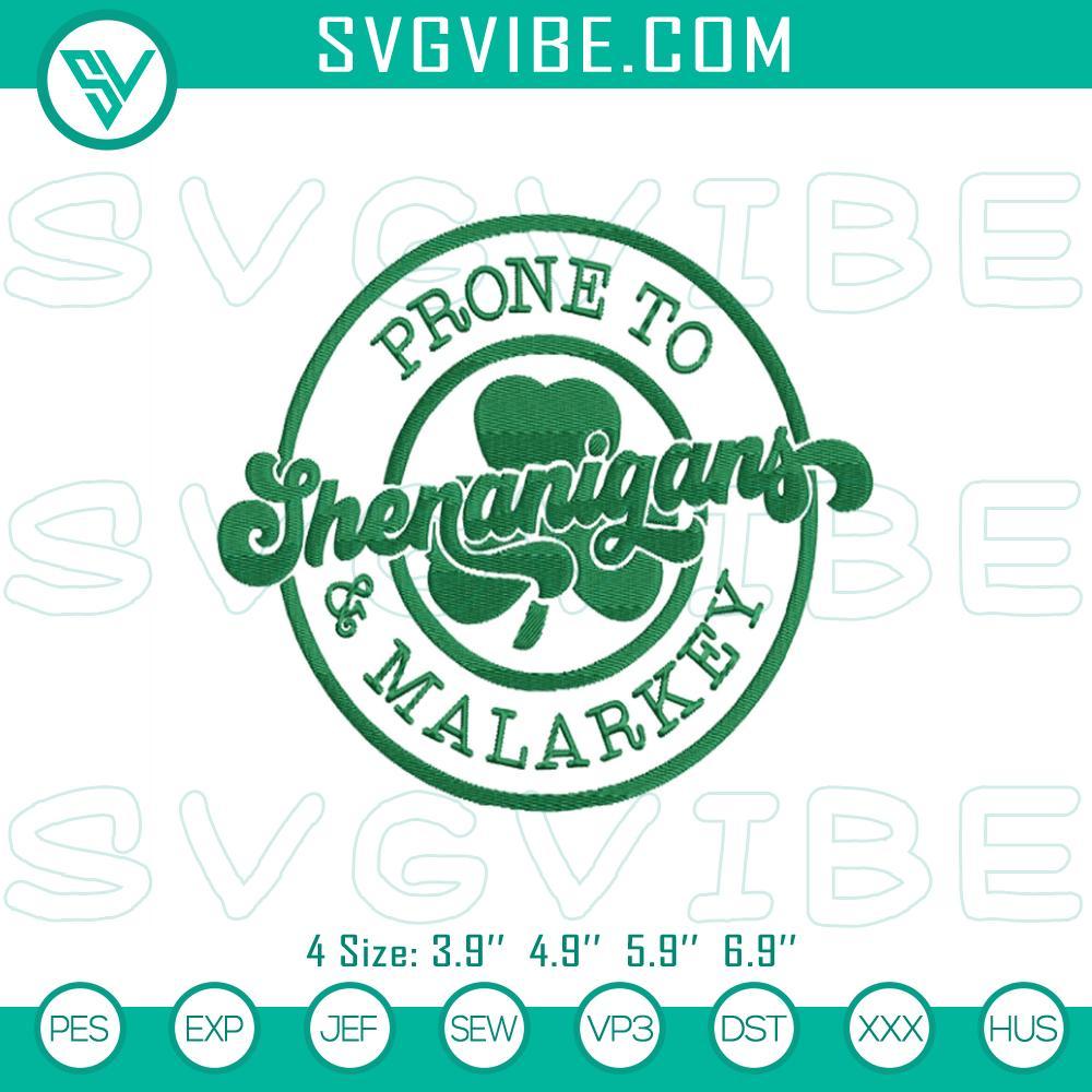 prone to shenanigans embroidery designs st patrick s day embroidery pattern mockup