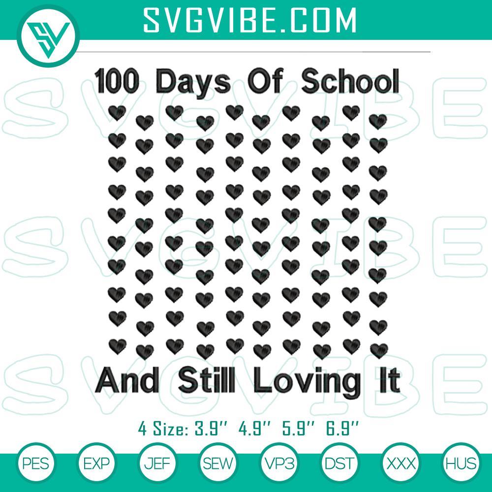 100 days of school heart embroidery design mockup