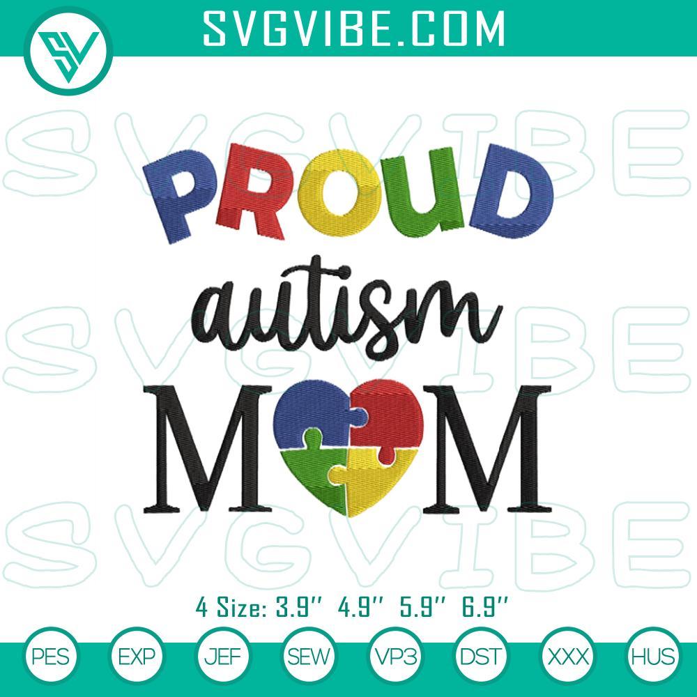 proud autism mom puzzle heart embroidery designs mockup