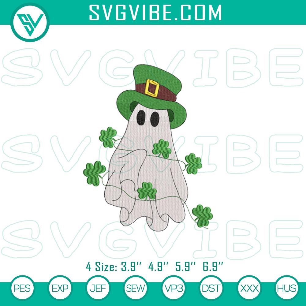 cute ghost happy st patrick day embroidery pattern shamrock ghost patrick day embroidery designs mockup