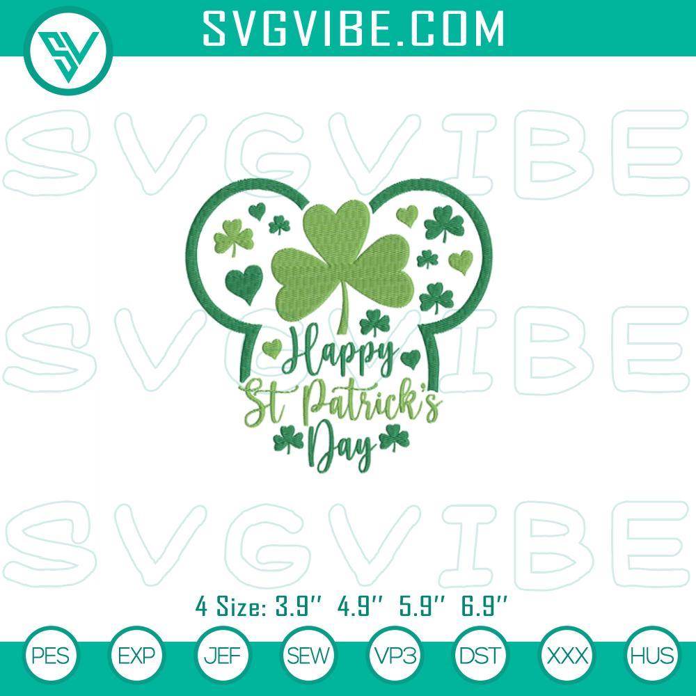 mickey mouse st patrick day embroidery designs shamrock happy st patrick day embroidery pattern mockup