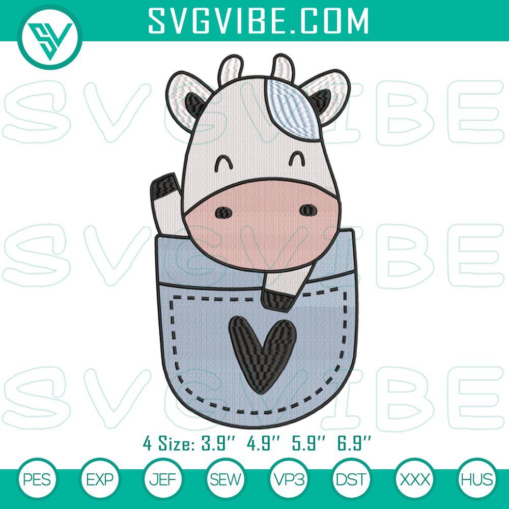 baby cow in pocket embroidery designs mockup