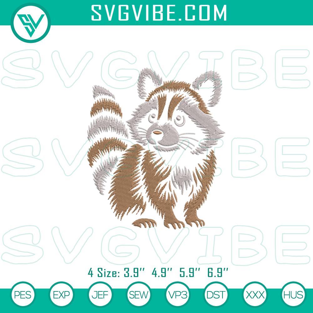 adorable raccoon embroidery design files mockup