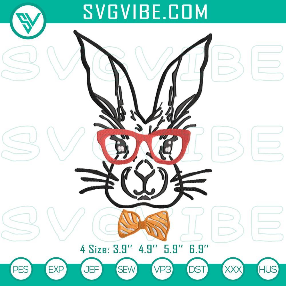 easter bunny red glasses embroidery pattern mockup