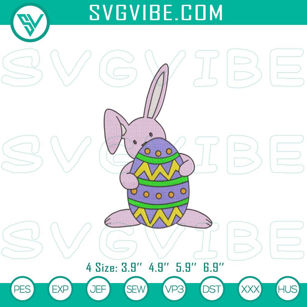 easter bunny with egg embroidery design mockup