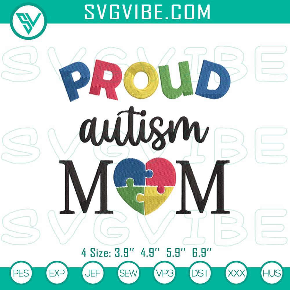 proud autism mom embroidery design mockup