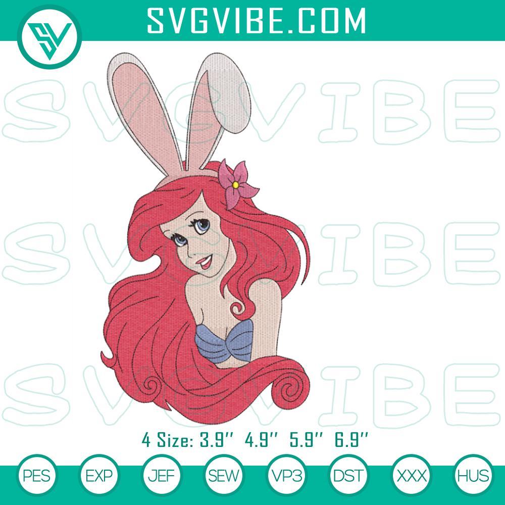 ariel the little mermaid bunny easter embroidery designs mockup